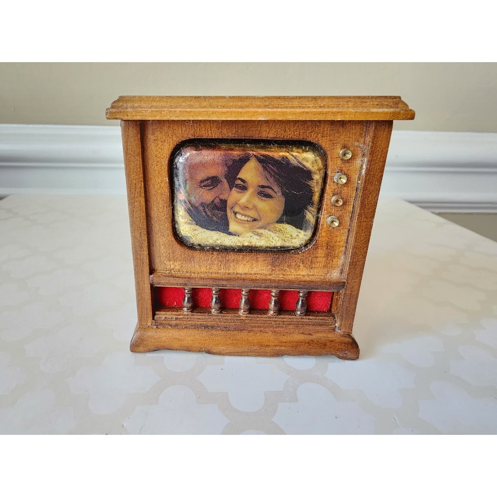 VTG Miniature Wooden MCM TV Set Stand Dollhouse Furniture 1/12